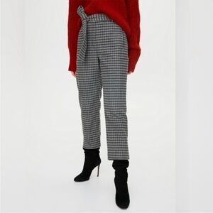 Aritzia Wilfred Jallade Wool Ankle Pants Charcoal Grey Plaid